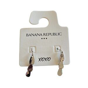 Banana Republic Silver Tone Hammered Teardrop Dangle Earrings For Women